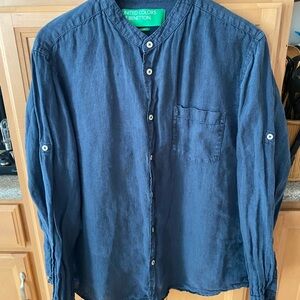 United Colors of Benetton Blue Linen Shirt